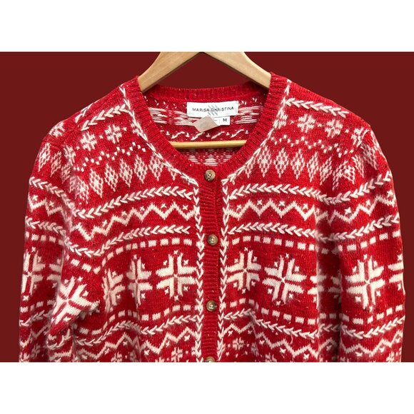 Vintage Marisa Christina Penguin Christmas Cardigan Knit Festive Holiday Sweater - Picture 3 of 6